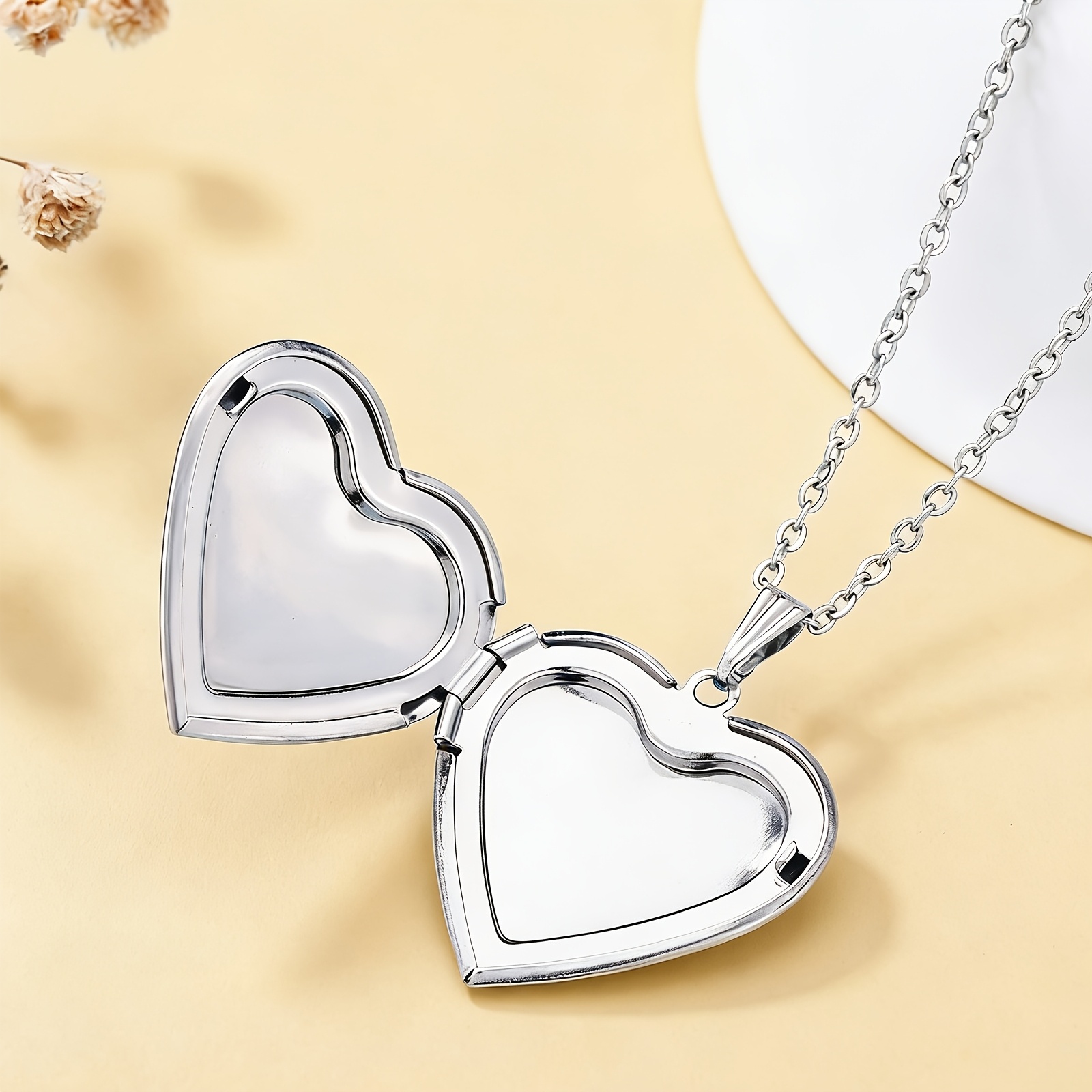 Heart-Shaped Photo Memory Pendant Necklace